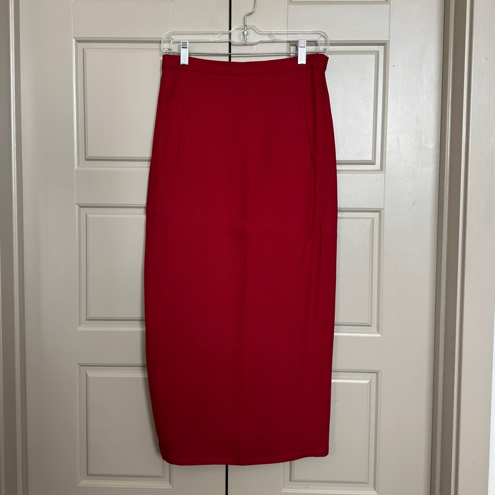 Midi red skirt